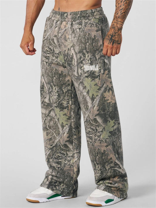 Men's Fashionable Sports Pants Wide Leg Casual Pants Loose Print Camouflage Long Pants