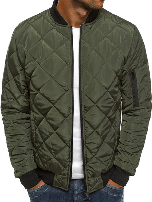 Men's Puffer Jacket Winter Jacket Quilted Jacket Winter Coat Padded Warm Casual Solid Color Outerwear Clothing Apparel Classic & Timeless Navy Wine Red ArmyGreen