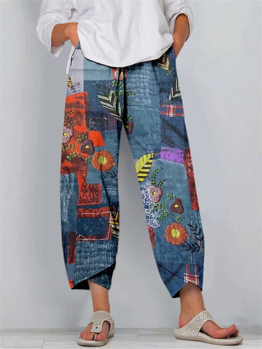 New Summer Women's 3D Printed Fashionable Loose-Fit Cropped Printed Pants 2