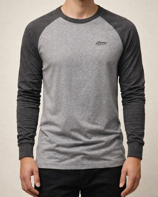 Badge Round Neck Plunge Sleeve Solid Color Men's Bottom Shirt Long-sleeved Spliced T-shirt Men's Casual Men's Cotton T-shirt Shirt | JRSEE:d4fac7bd-0456-4815-a32f-848a72e9cd76