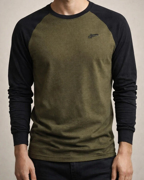 Badge Round Neck Plunge Sleeve Solid Color Men's Bottom Shirt Long-sleeved Spliced T-shirt Men's Casual Men's Cotton T-shirt Shirt | JRSEE:29b6f010-4888-4c34-8758-602eed88dc12