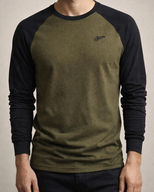 Badge Round Neck Plunge Sleeve Solid Color Men's Bottom Shirt Long-sleeved Spliced T-shirt Men's Casual Men's Cotton T-shirt Shirt | JRSEE:29b6f010-4888-4c34-8758-602eed88dc12