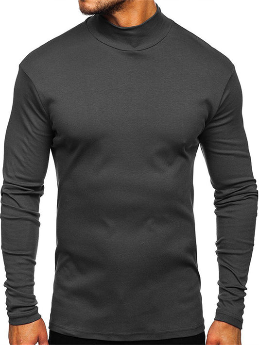 Men's Fall and Winter Thickened Warm High-neck Long-sleeved T-shirt Men's Bottoming Shirt De Velvet
