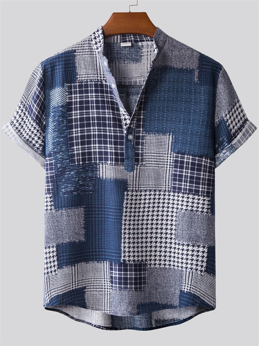 Spring and Summer Loose Men's Cotton Linen Shirt Casual Linen Floral Fashion Urban Shirt Men's