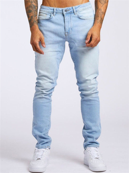 New Denim Men's Pants Black Slim High-waisted Denim Leggings Male