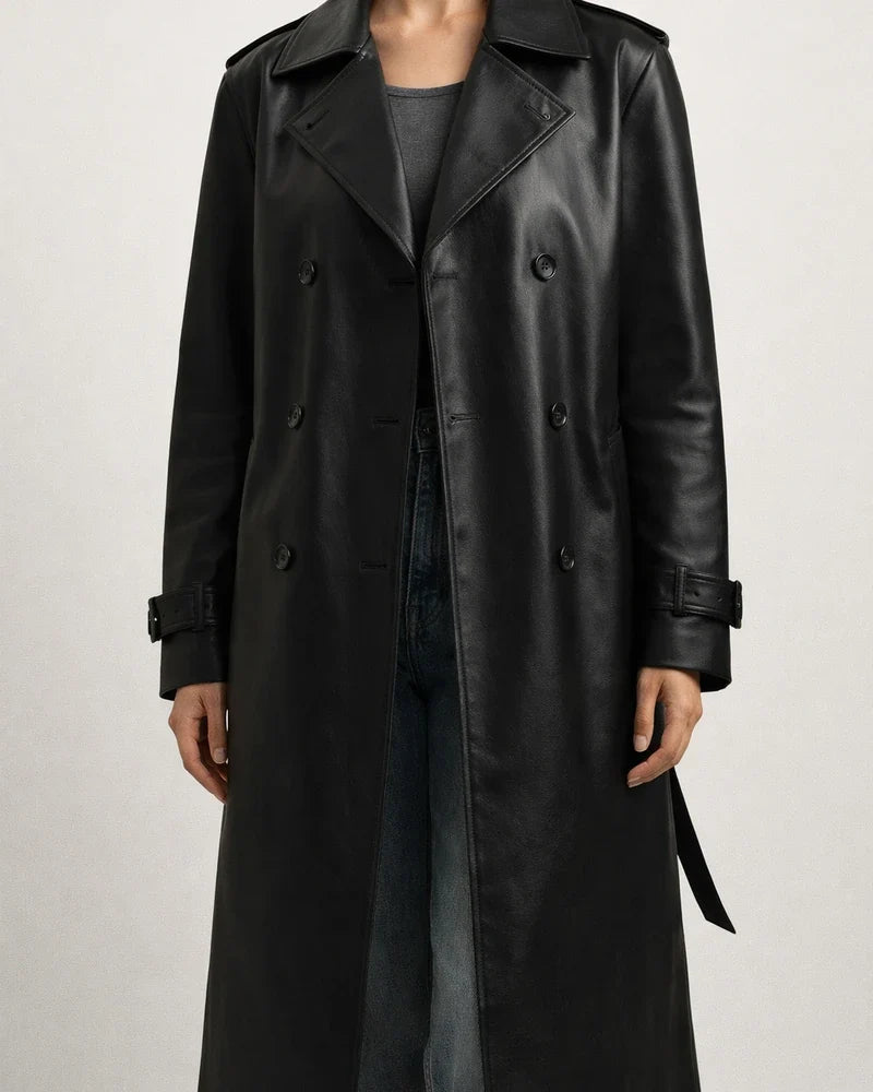Black Brown Vintage Medium-length Knee-length Pu Leather Jacket Jacket Senior Sense Female Loose Leather Trench Coat | JRSEE:7ea936a6-fec9-4031-bbc0-8558e6ee66c6