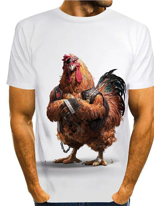 Men's T shirt Tee Funny T Shirts Animal Graphic Prints Chicken Round Neck A B C D F 3D Print Daily Holiday Short Sleeve Print Clothing Apparel Cute Designer Cartoon Casual