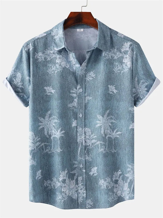 Men's Hawaiian Style Beach Digital Printed Men's Short Sleeved Shirt