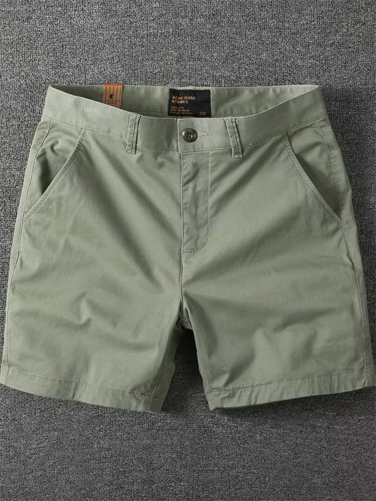 Summer New Cotton Four Pants Men's Casual Slim Straight Work Shorts Micro-stretch Beach Pants