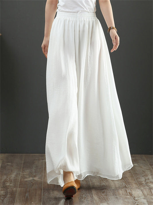 Women's Wide Leg Pants Trousers Palazzo Pants Linen Black White Red Fashion Casual Daily Wide Leg Full Length Comfort Solid Colored M L XL 2XL