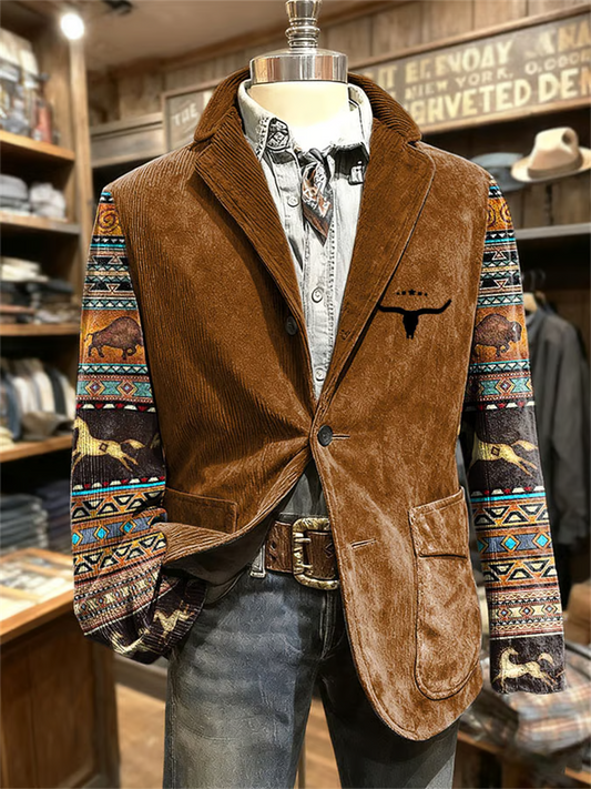 Christmas New Arrival Casual Suit Men's Corduroy Printed Jacket