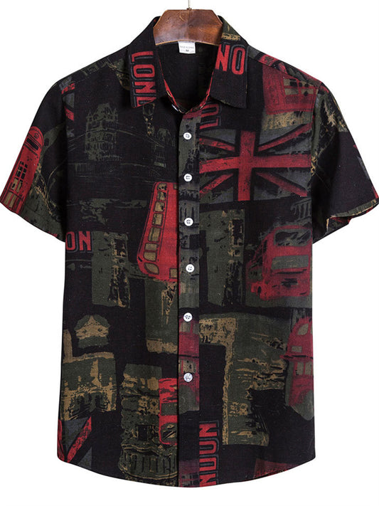 Summer Fashion Comfortable Slim Type Hawaii Men's Casual Floral Lapel Thin Section Button Short Sleeve Shirt