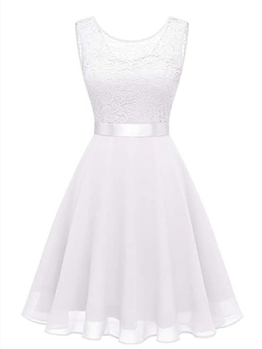 Women's Party Dress Lace Dress Knee Length Dress Pink Red Wine Dark Blue Red White Black Sleeveless Pure Color Lace Spring Summer Crew Neck Elegant Christmas 2022 XS S M L XL XXL XXXL