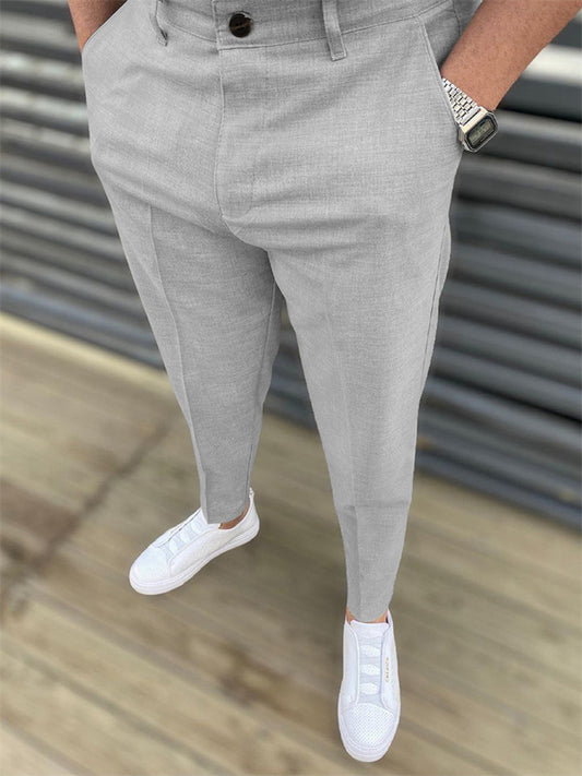 Men's Trousers Chinos Work Pants Chino Pants Pocket Plain Outdoor Daily Going out Cotton Blend Fashion Streetwear Black Wine Micro-elastic