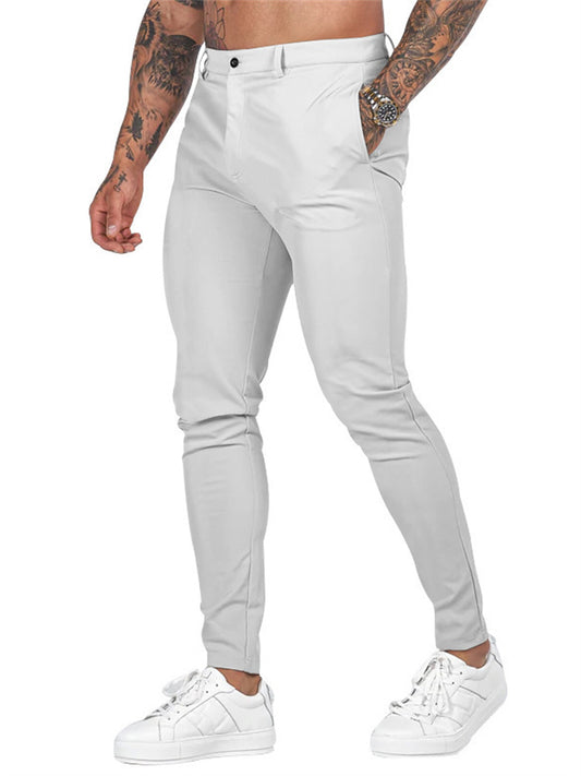 Men's Chinos Chino Pants Pocket Geometry Business Daily Cotton Blend Stylish Casual Black White Micro-elastic