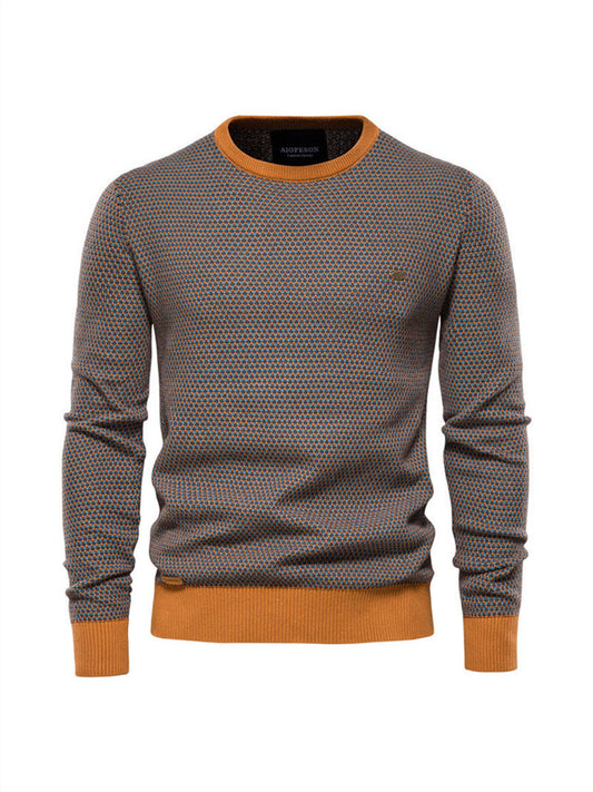 Casual Knit Long-sleeved Tops Men's Bottoming Autumn and Winter Men's Round Neck Men's Personalized Men's Pullover Sweater