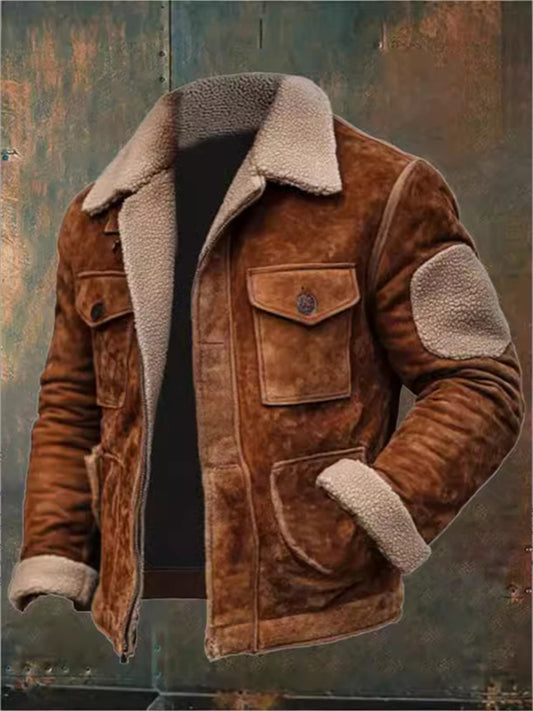 Season: Winter Fall and Winter Men's Coat Jacket Lambswool Lapel Jacket