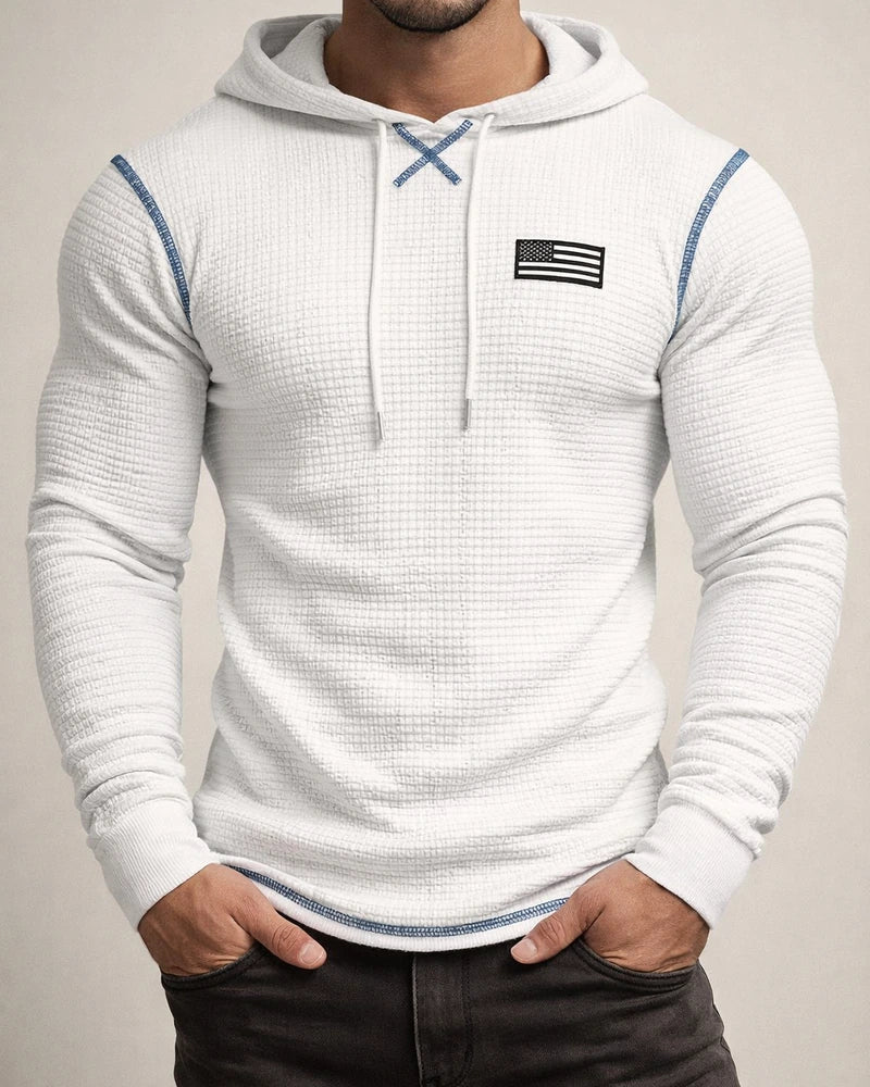Casual Basic Men's Solid Color Round Neck Pullover Hooded Drawstring Waffle T-Shirt Tops Vacation Long Sleeve Casual Fashion | JRSEE:91c5b0b5-464f-4091-a6e6-43dd0bf23ae6