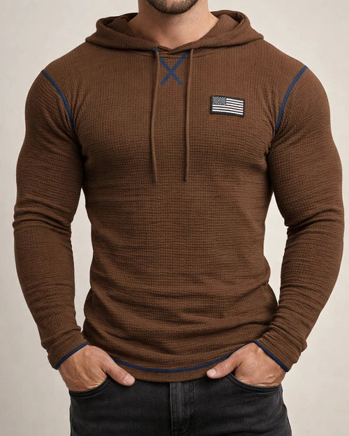 Casual Basic Men's Solid Color Round Neck Pullover Hooded Drawstring Waffle T-Shirt Tops Vacation Long Sleeve Casual Fashion | JRSEE:07046212-e89b-4fc2-b0f3-1651fe27af72