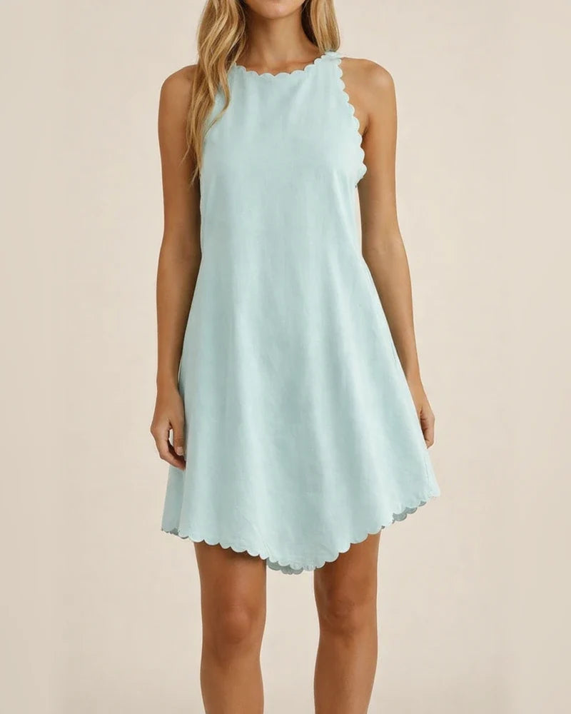 Casual Cotton And Linen Solid Color Embroidered Flounces Women's Dress White Dresses | JRSEE:f40bb6e2-8e27-41c8-8a73-bc0364593b94
