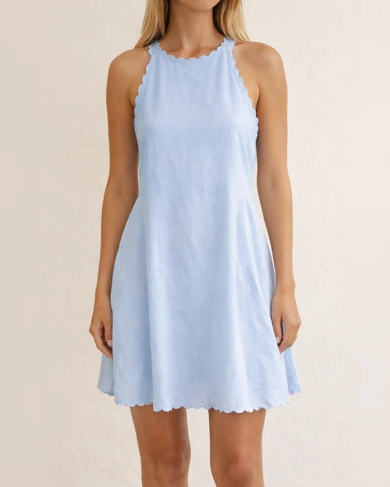 Casual Cotton And Linen Solid Color Embroidered Flounces Women's Dress White Dresses | JRSEE:22a751fc-ffb5-4754-834a-49d13c2811ef
