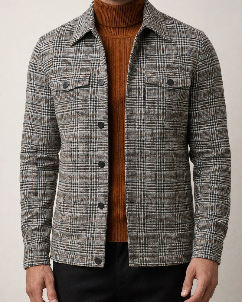 Casual Fashion Plaid Men's Jacket | JRSEE:fcd08827-6e39-4671-953a-523fc2fac709