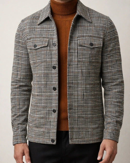 Casual Fashion Plaid Men's Jacket | JRSEE:fcd08827-6e39-4671-953a-523fc2fac709
