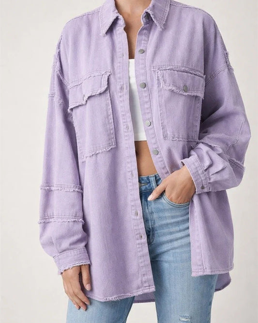 Casual Long-sleeved Denim Jacket Autumn New Washed Solid Color Lapel Medium-length Jacket | JRSEE:97edd4ab-fcb8-4986-9691-a2fc4932847e