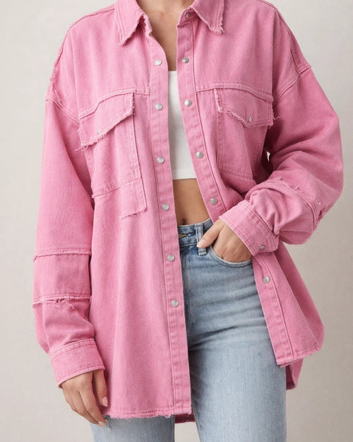 Casual Long-sleeved Denim Jacket Autumn New Washed Solid Color Lapel Medium-length Jacket | JRSEE:cec47cce-63cc-4541-b7e2-4f5b2846198e