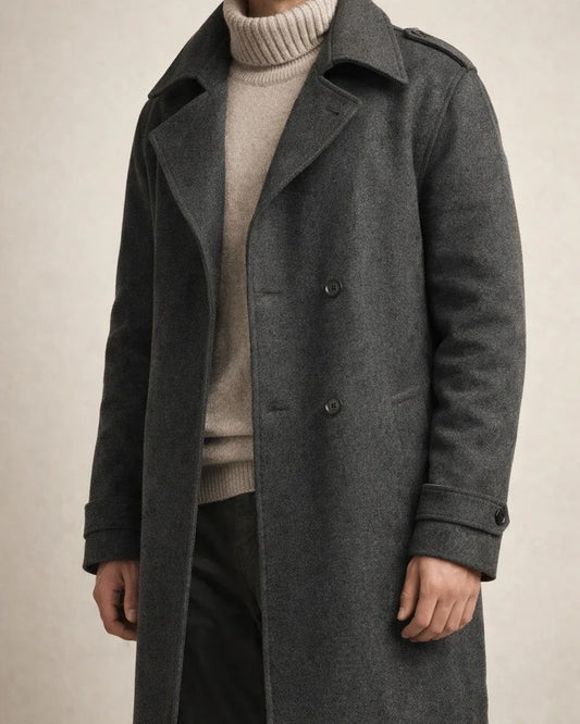 Casual Loose Men's Solid Color Single-breasted Lapel Extended Section Trench Coat Men's Coat Over The Knee Windbreaker | JRSEE:5bbd9e86-bd4d-4184-8744-e2e8e5642a6d