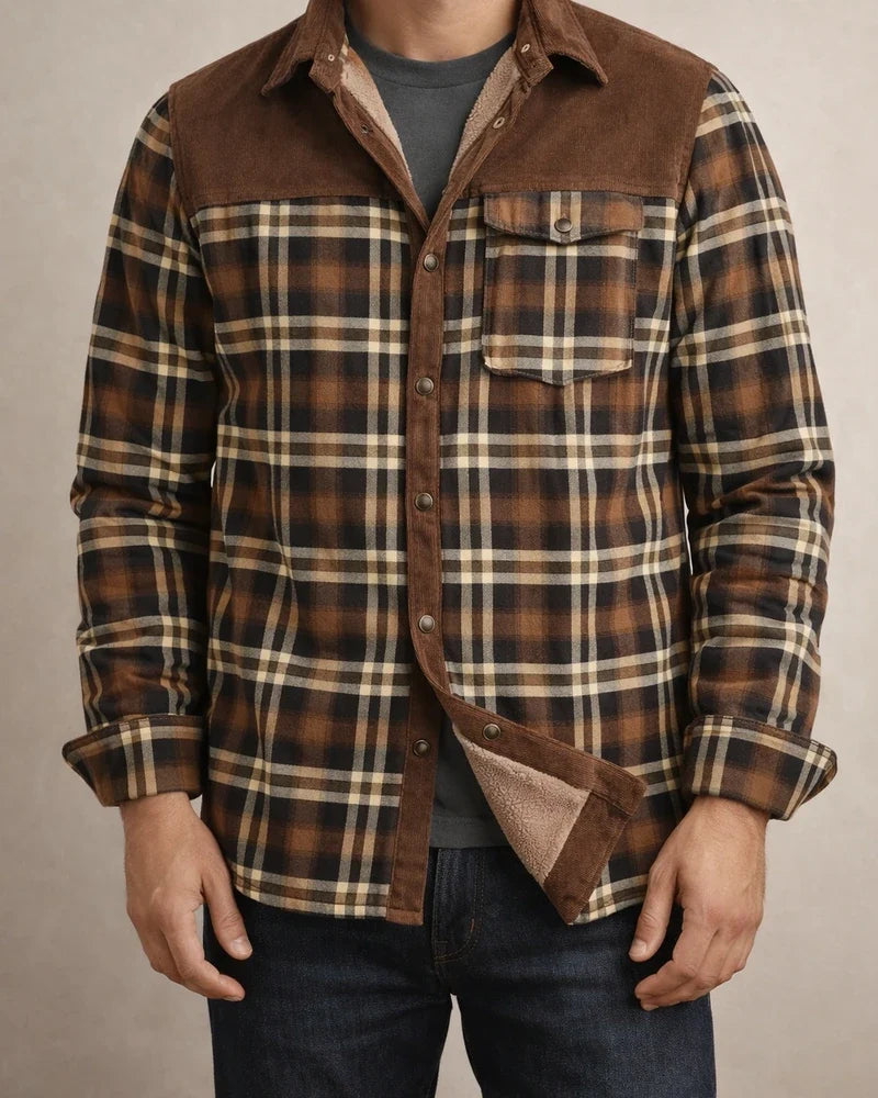 Casual Printed Long-sleeved Lapel Plaid Shirt Cardigan Jacket Men's Jacket Padded Plus Size Winter Warm Cotton Jacket | JRSEE:eeaf7367-e616-4575-86ad-e6b691e374dc