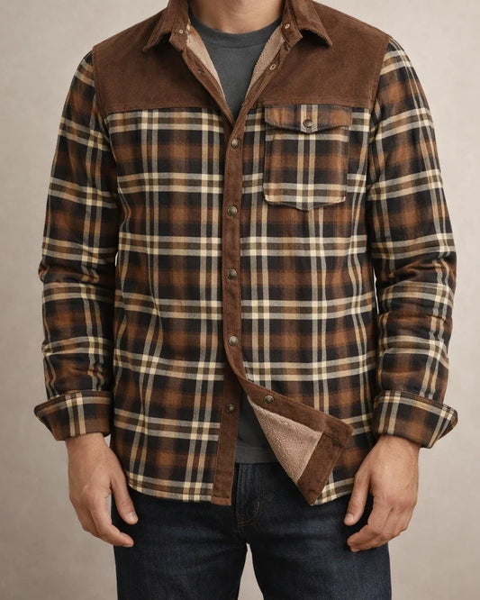 Casual Printed Long-sleeved Lapel Plaid Shirt Cardigan Jacket Men's Jacket Padded Plus Size Winter Warm Cotton Jacket | JRSEE:eeaf7367-e616-4575-86ad-e6b691e374dc