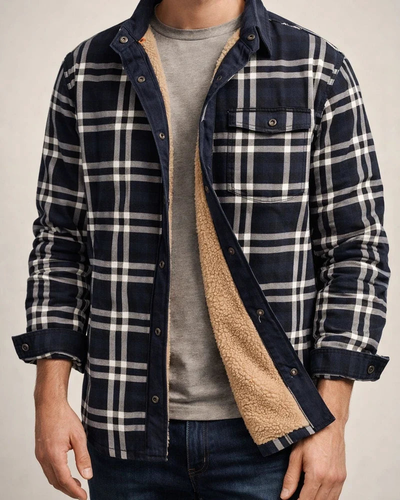 Casual Printed Long-sleeved Lapel Plaid Shirt Cardigan Jacket Men's Jacket Padded Plus Size Winter Warm Cotton Jacket | JRSEE:c23bcd27-859a-4968-80c4-062889533c69