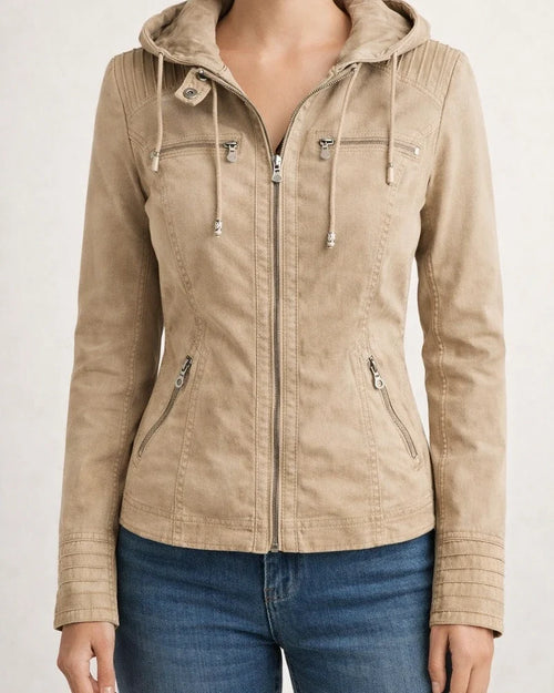 Casual Versatile Long Sleeve Women's Leather Jacket PU Leather Short Coat | JRSEE:1e447059-3d76-4ea8-a408-892da5a42c0b