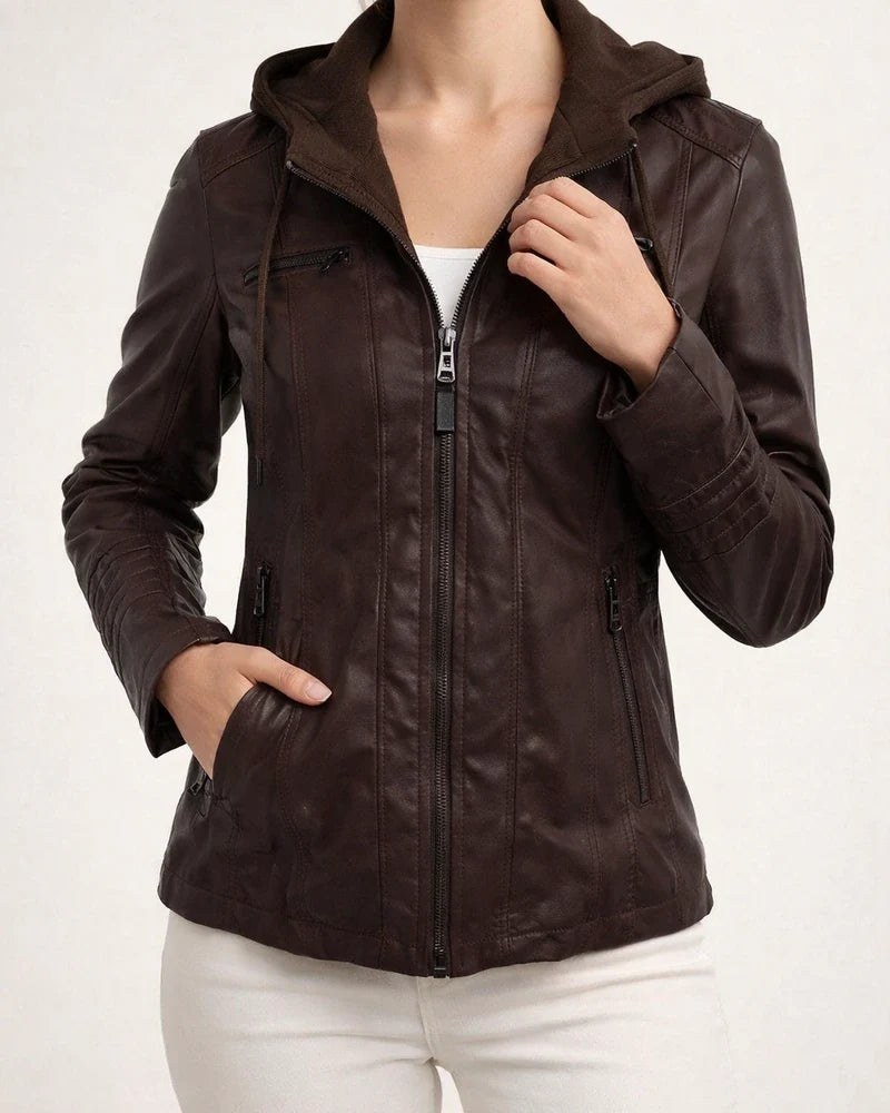 Casual Versatile Long Sleeve Women's Leather Jacket PU Leather Short Coat | JRSEE:df31b9d7-7557-40bc-a8c1-2736804f7407
