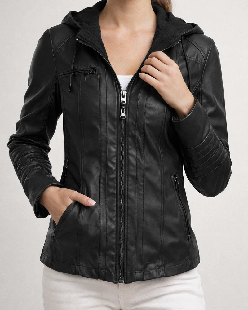 Casual Versatile Long Sleeve Women's Leather Jacket PU Leather Short Coat | JRSEE:1aaa9f3c-bc76-4e14-8cec-ae1a1d286012