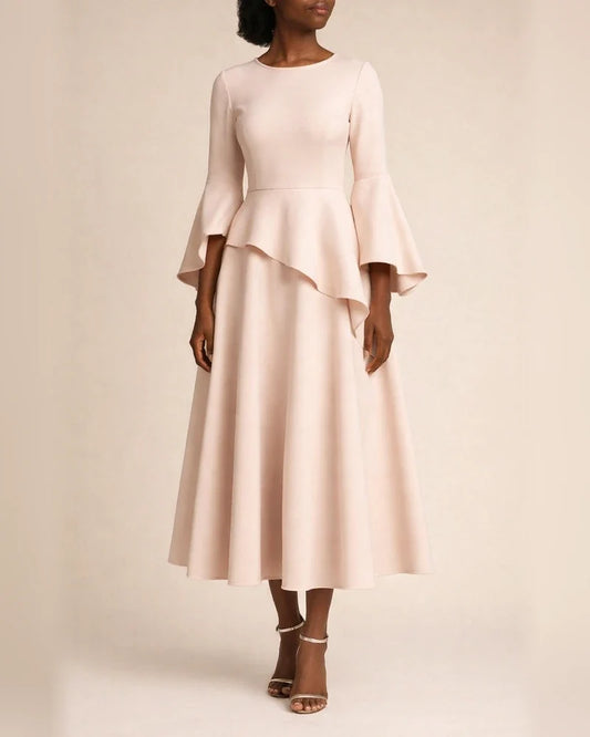 Casual Women's Pullover Round Neck Long Sleeve High Waist Long Solid Color Flare Sleeve Oversized Swing Dresses | JRSEE:14d9c0ef-ce94-4b17-a470-479a77cc4f20