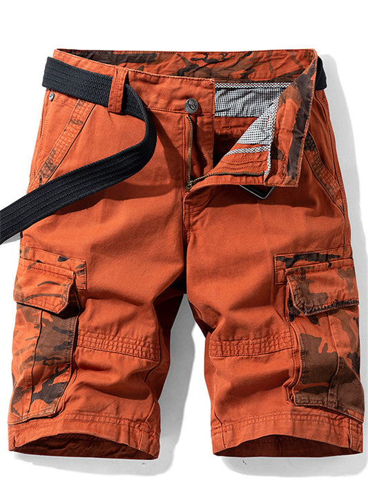 Men's Hiking Cargo Shorts Hiking Shorts Shorts Bottoms Military Camo 10" Multi-Pockets Quick Dry Cotton Army Green Khaki Orange / Belts not included / Knee Length