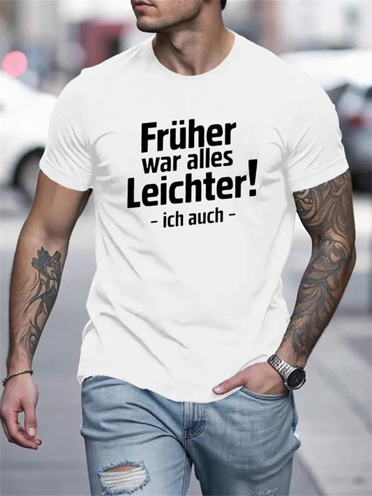 Men's Summer Short-Sleeve T-Shirt Loose-Fit Casual Minimalist English Letter Print