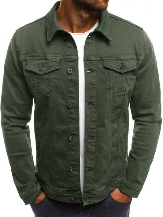 Spring, Autumn and Winter Men's Jacket Denim Slim Workwear Solid Color Shirt Coat