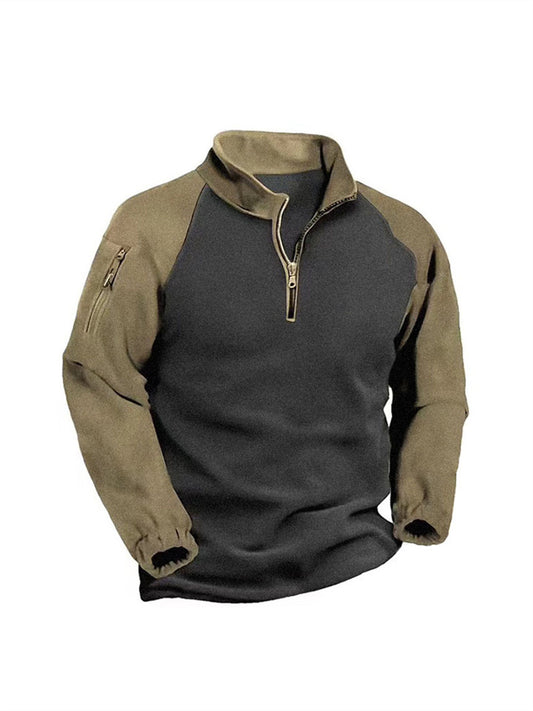 Tactical Fleece Jacket Men's Shaker Fleece Warm Fall and Winter Double-sided Fleece Pullover Zipper Jacket Thickened