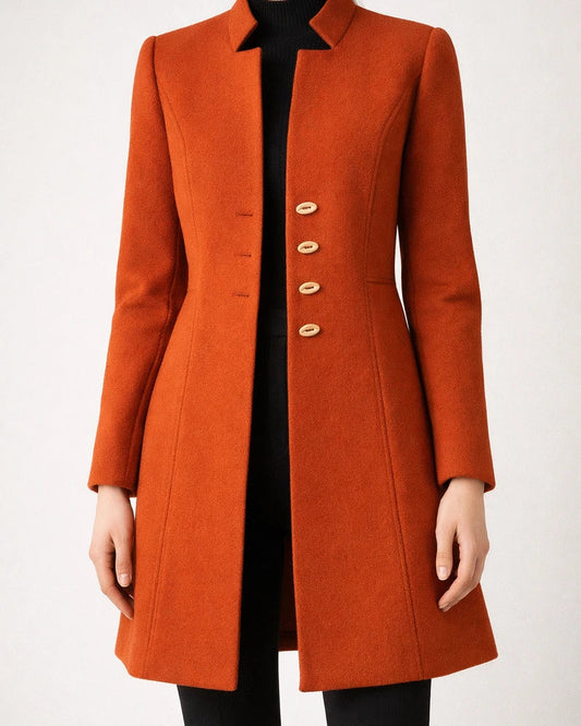 Collarless Autumn And Winter Mid Length Coat | JRSEE:7653a0be-7a57-4881-a11f-93ef34fc721d