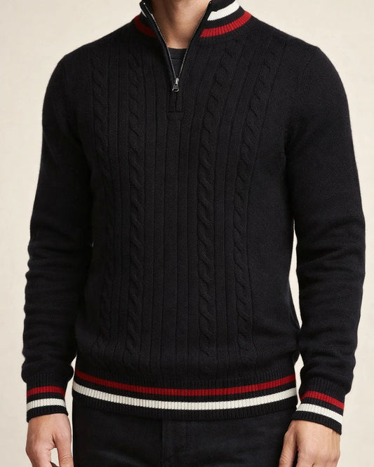 Color-block Zip-up Turtleneck Men's Knit Sweater | JRSEE:35b26f93-af70-4f86-88c8-c355fcb4019a