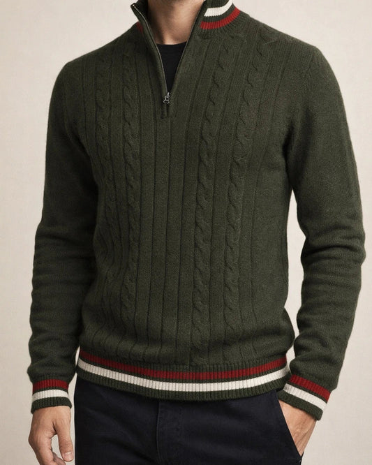 Color-block Zip-up Turtleneck Men's Knit Sweater | JRSEE:f3fedcc9-2830-46e5-9d10-448be2d070b5