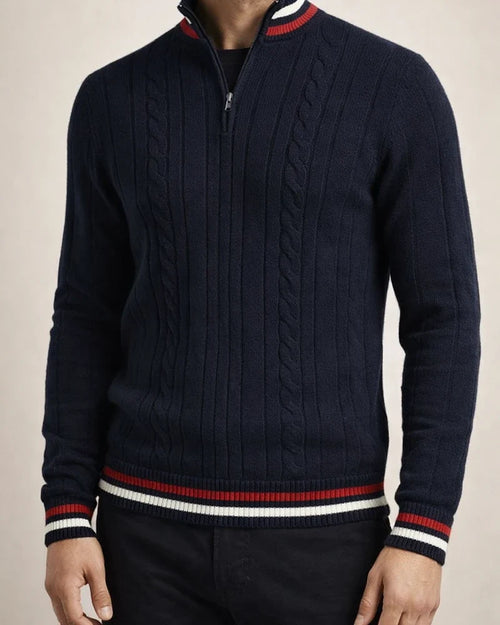 Color-block Zip-up Turtleneck Men's Knit Sweater | JRSEE:f43b74e1-86fd-49a9-a08c-566fb70b2837