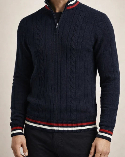 Color-block Zip-up Turtleneck Men's Knit Sweater | JRSEE:f43b74e1-86fd-49a9-a08c-566fb70b2837