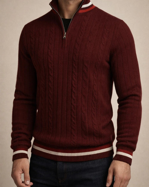 Color-block Zip-up Turtleneck Men's Knit Sweater | JRSEE:c827a89b-f9a6-44da-a8d9-c586fee87a8a