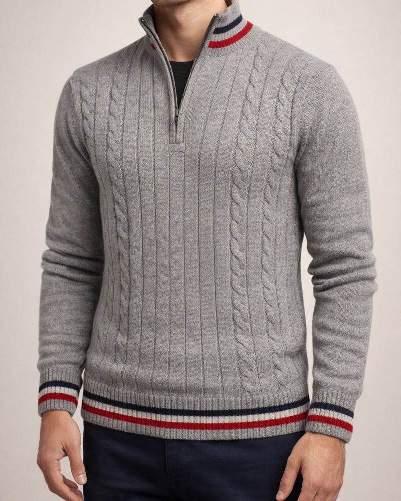 Color-block Zip-up Turtleneck Men's Knit Sweater | JRSEE:d49a380c-2fdc-4e81-9689-0d1d0cff3332