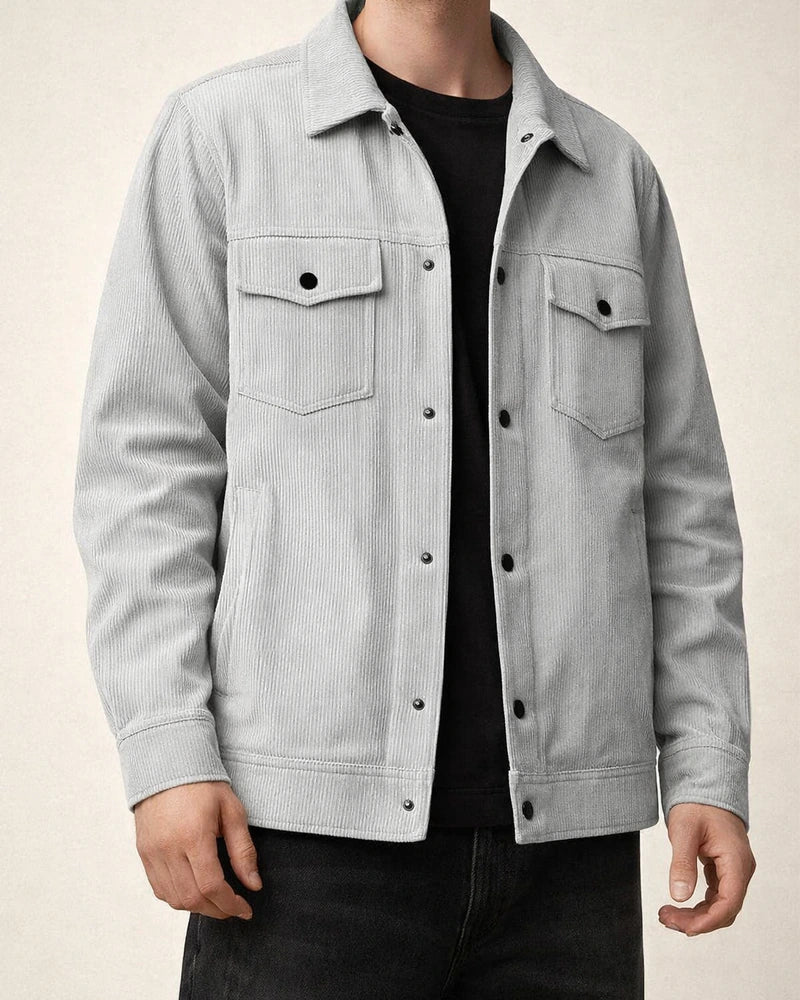 Corduroy Casual Sportswear Jacket for Men with Lapel Collar and Long Sleeves | JRSEE:c9e96401-d7e2-438b-a200-1755cdd1c50a