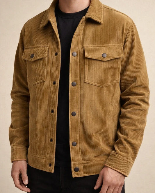 Corduroy Casual Sportswear Jacket for Men with Lapel Collar and Long Sleeves | JRSEE:fc88a39f-1217-4965-a8ff-6cd2ab73e26f